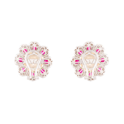 Vintage Ruby and Pearl set of Ring and Earrings
