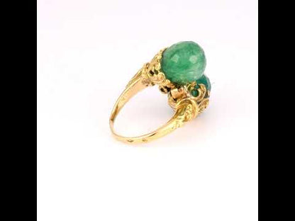 Vintage Toi et Moi French Emerald Ring