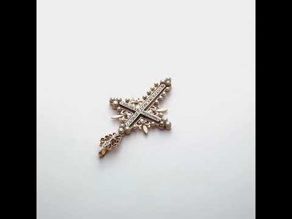 Antique Pearl and Diamonds Cross